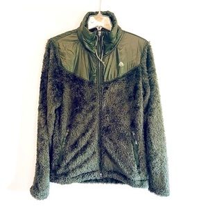 THE NORTH FACE Fleece ZIP UP Jacket - OLIVE GREEN ZIP UP FLEECE JACKET L